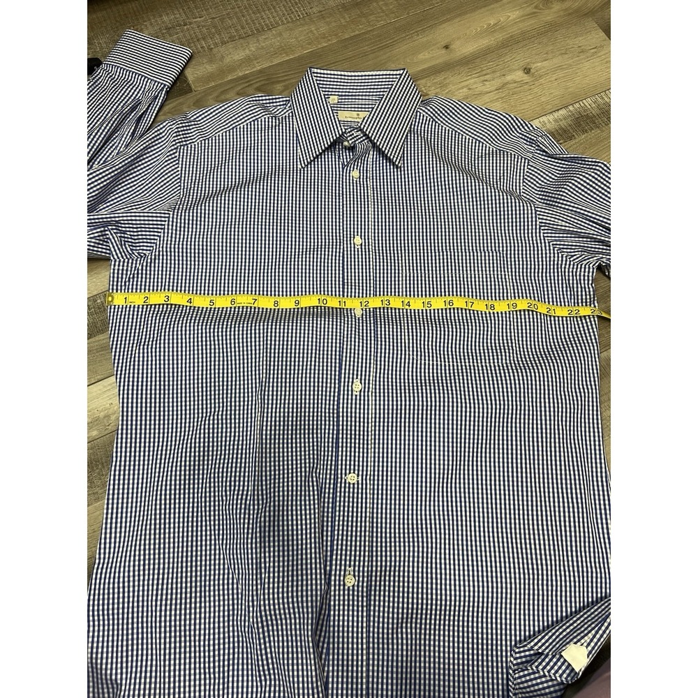 Ermenegildo Zegna Shirt Mens‎ 39 15.5 Blue plaid long Sleeve Button Up Cotton - Picture 3 of 6